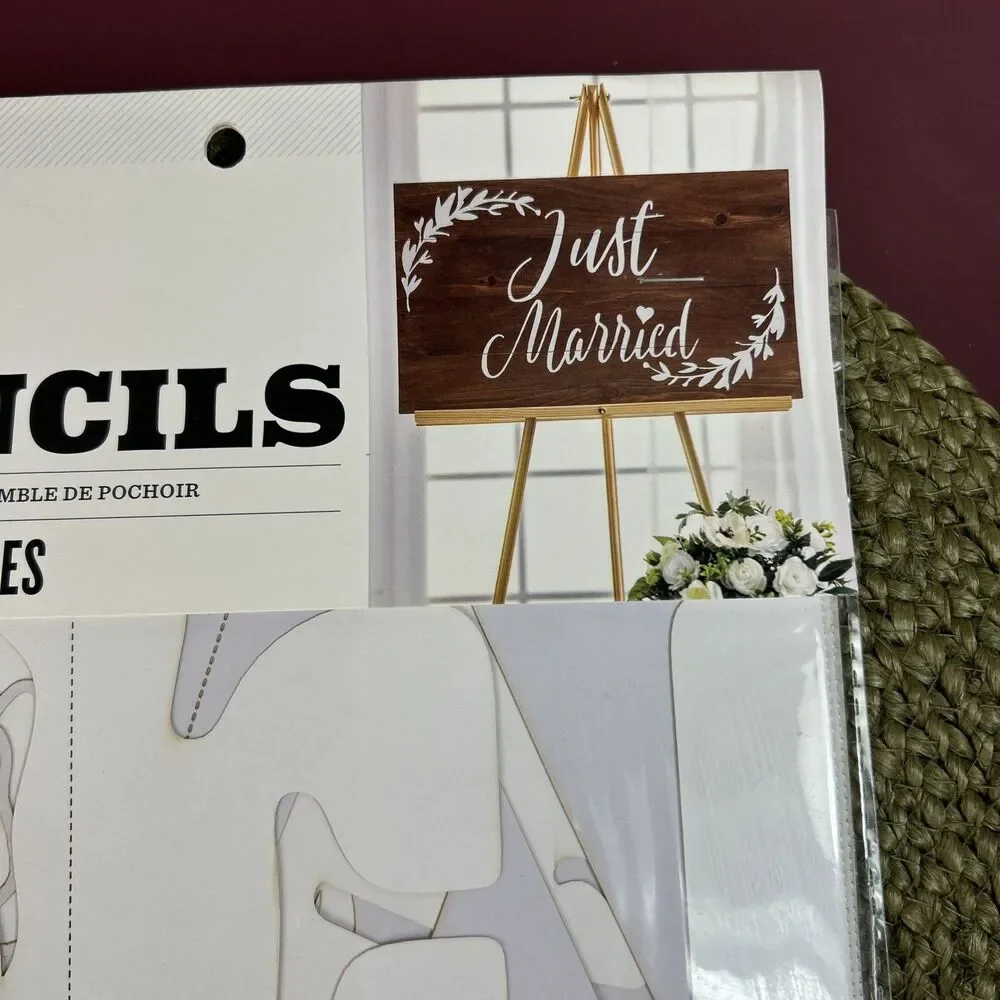 Darice Wedding Marriage Adhesive Back Stencils 6 Large Sheets 11x17” NEW